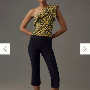 Maeve Anthropologie One Shoulder Ruffled Floral Top XS XL New NWT Yellow Black